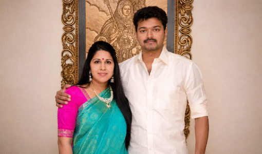 TamilNadu CM Vijay with his wife