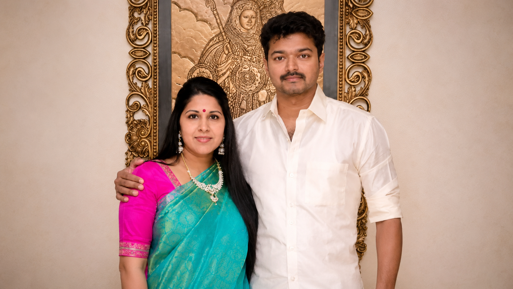 TamilNadu CM Vijay with his wife